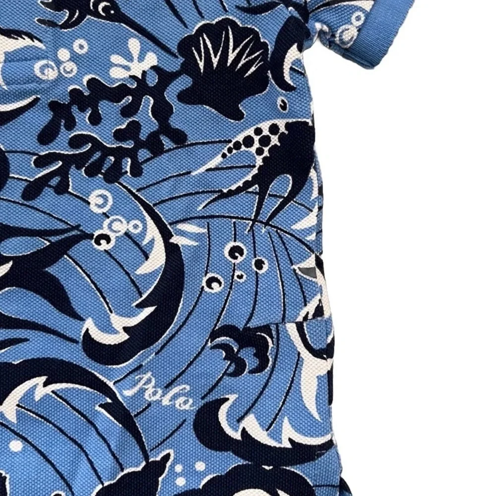 Blue Patterned Polo Shirt and Shorts Set - Picture 3 of 4